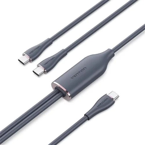 Cable USB-C Macho a 2x USB-C Macho 1.5M Negro