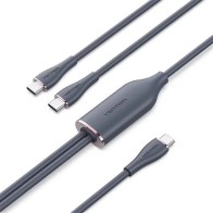 Cable USB-C Macho a 2x USB-C Macho 1.5M Negro