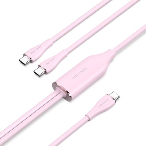 Cable Vention USB-C Macho a 2x USB-C Macho 1.5 M Rosa