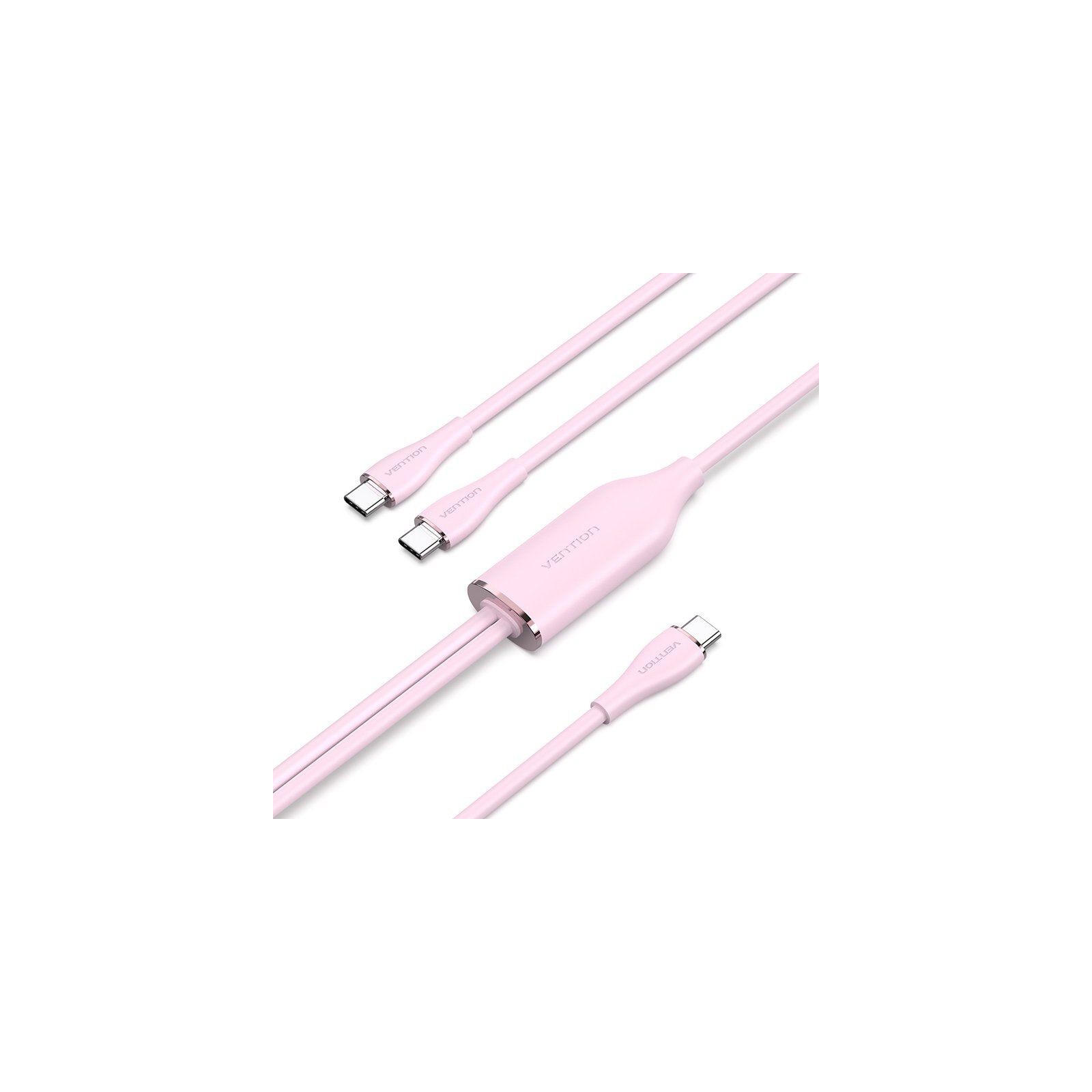 Cable Vention USB-C Macho a 2x USB-C Macho 1.5 M Rosa