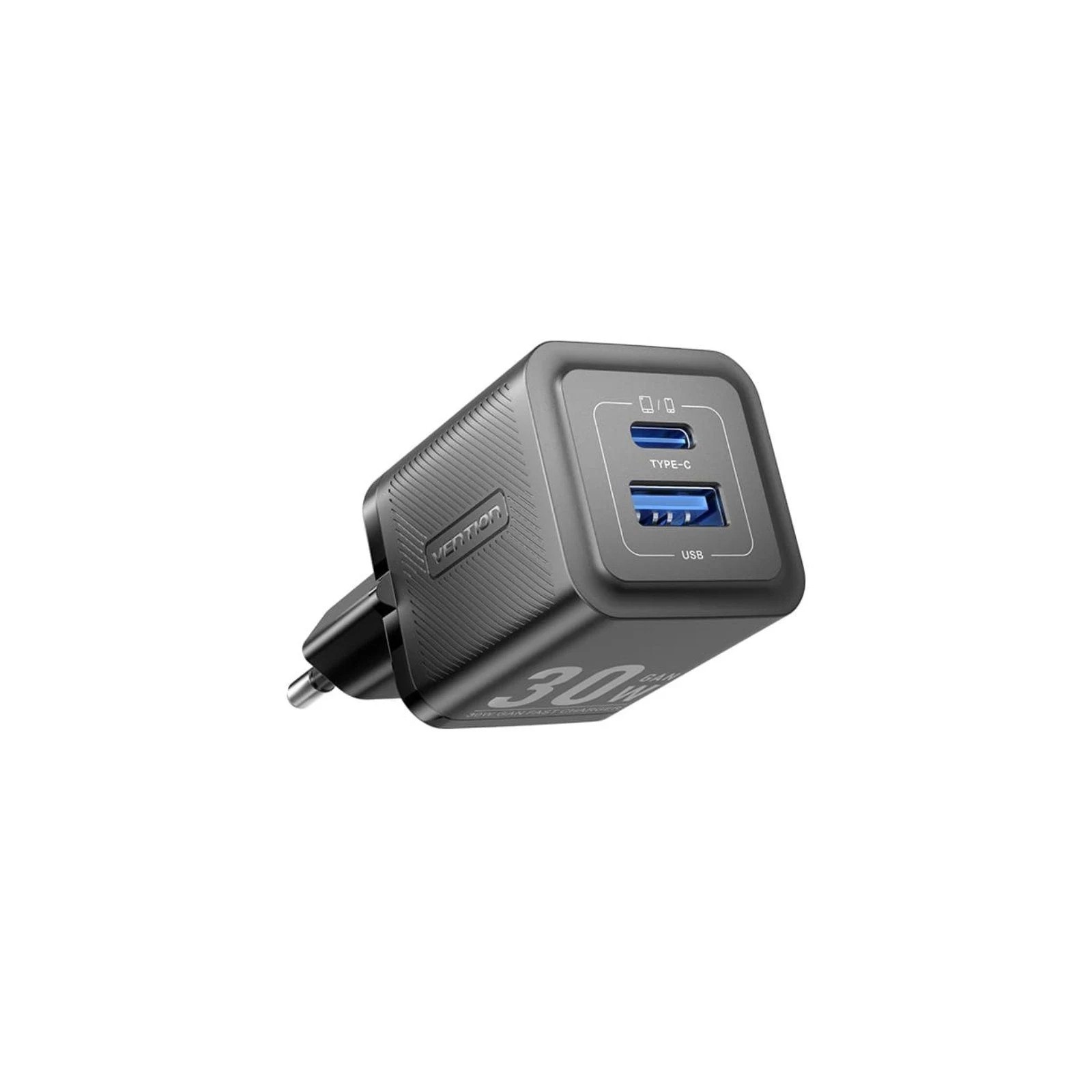 Cargador de Pared Gan 30W USB-C/USB-A Negro Vention