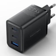 Cargador Pared Gan 65W 2xUSB-C USB-A Negro Vention